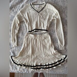 Cream Cable Knit Sweater and Skirt Set